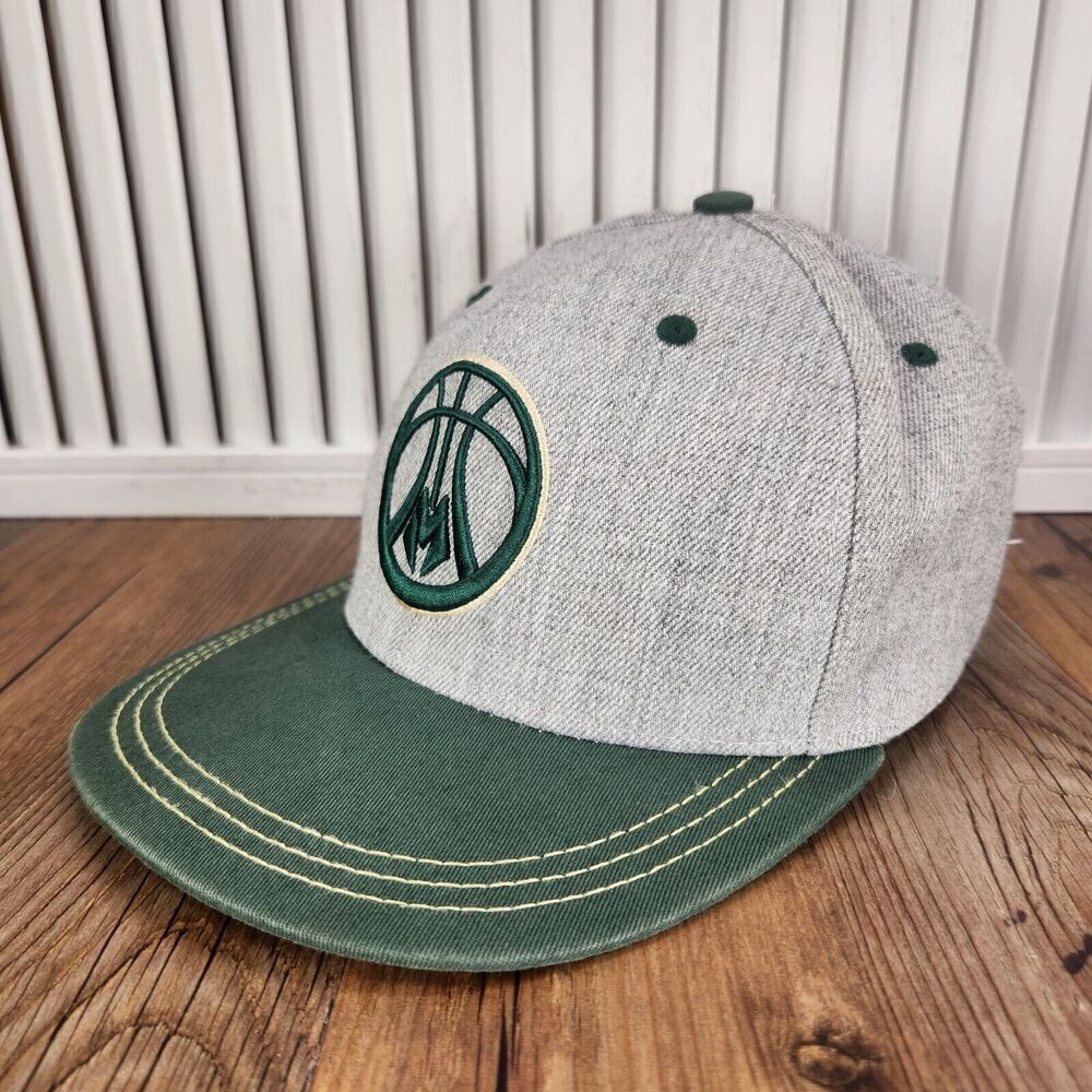 Milwaukee Bucks BMO MelonWear Hat Cap Snapback Gray Green NBA Promo Sport Casual